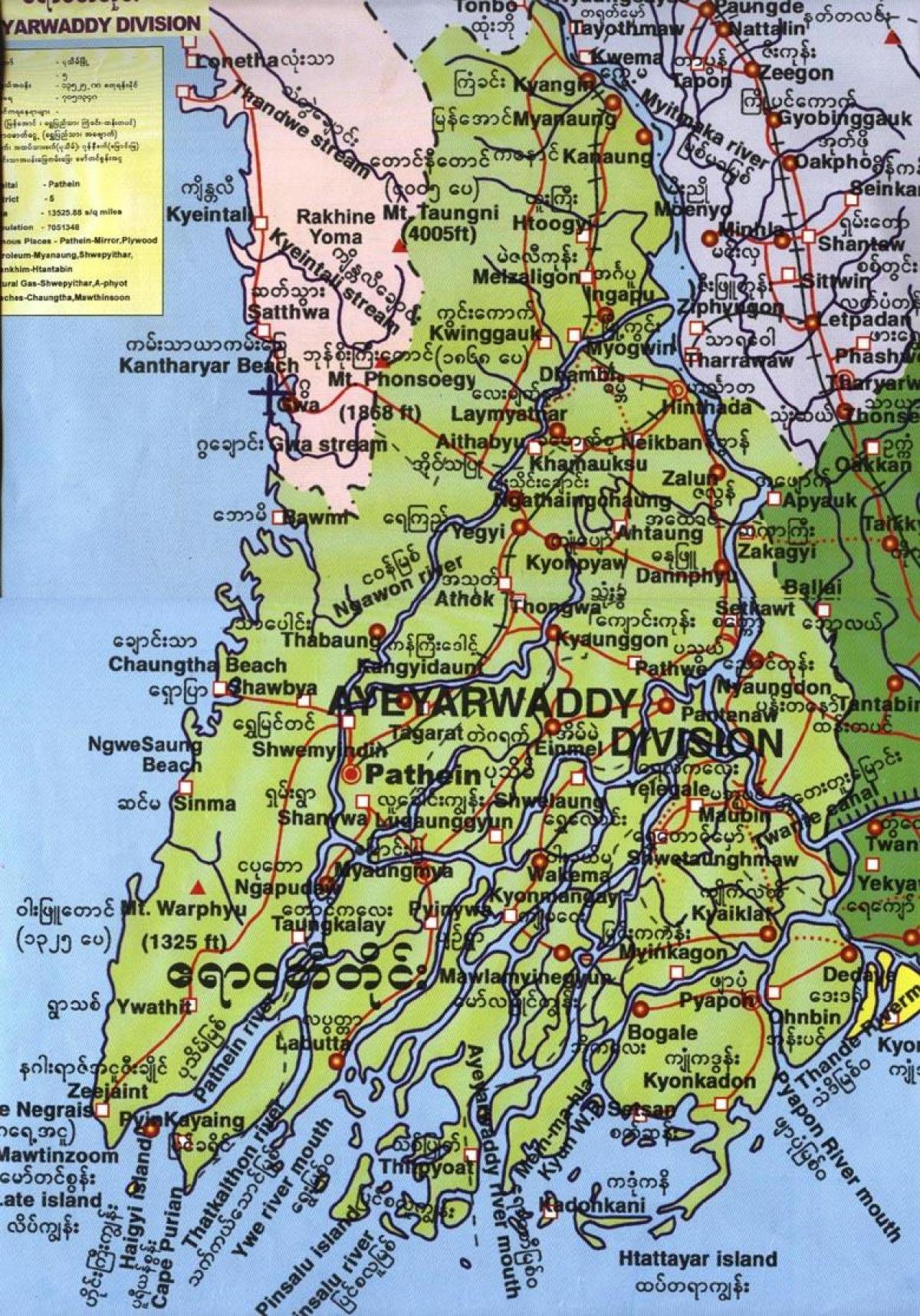 karta över irrawaddy division Myanmar