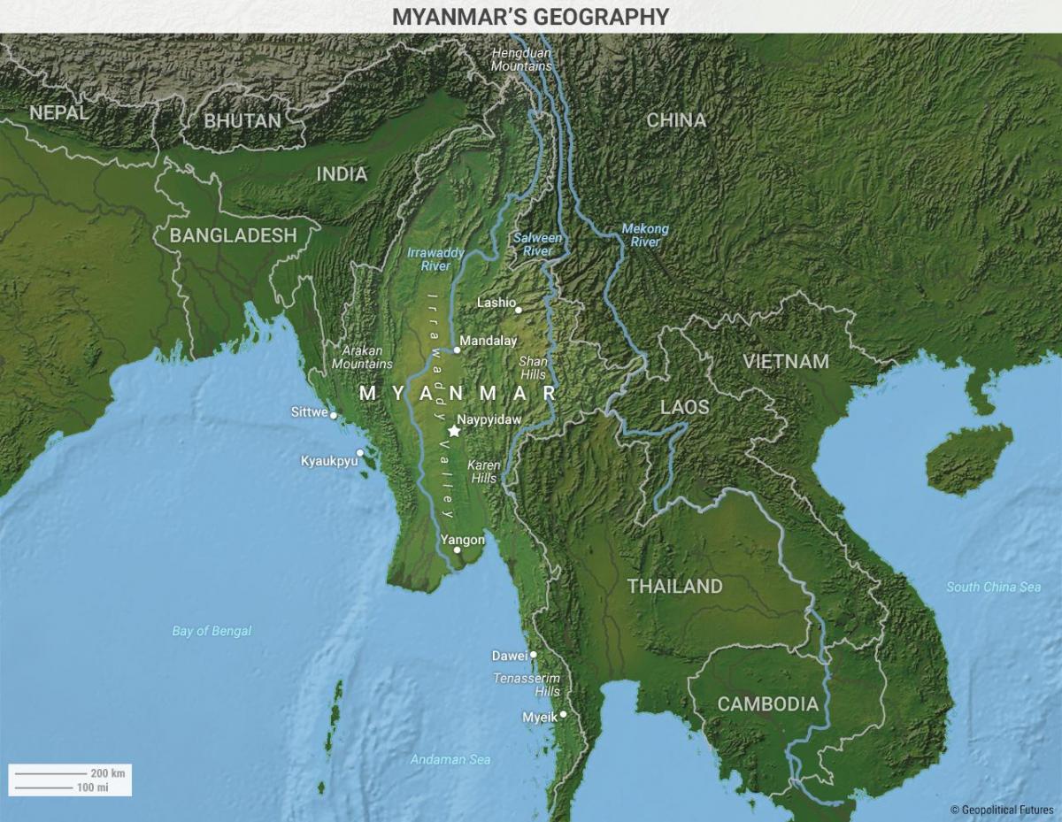 Burma geografi karta