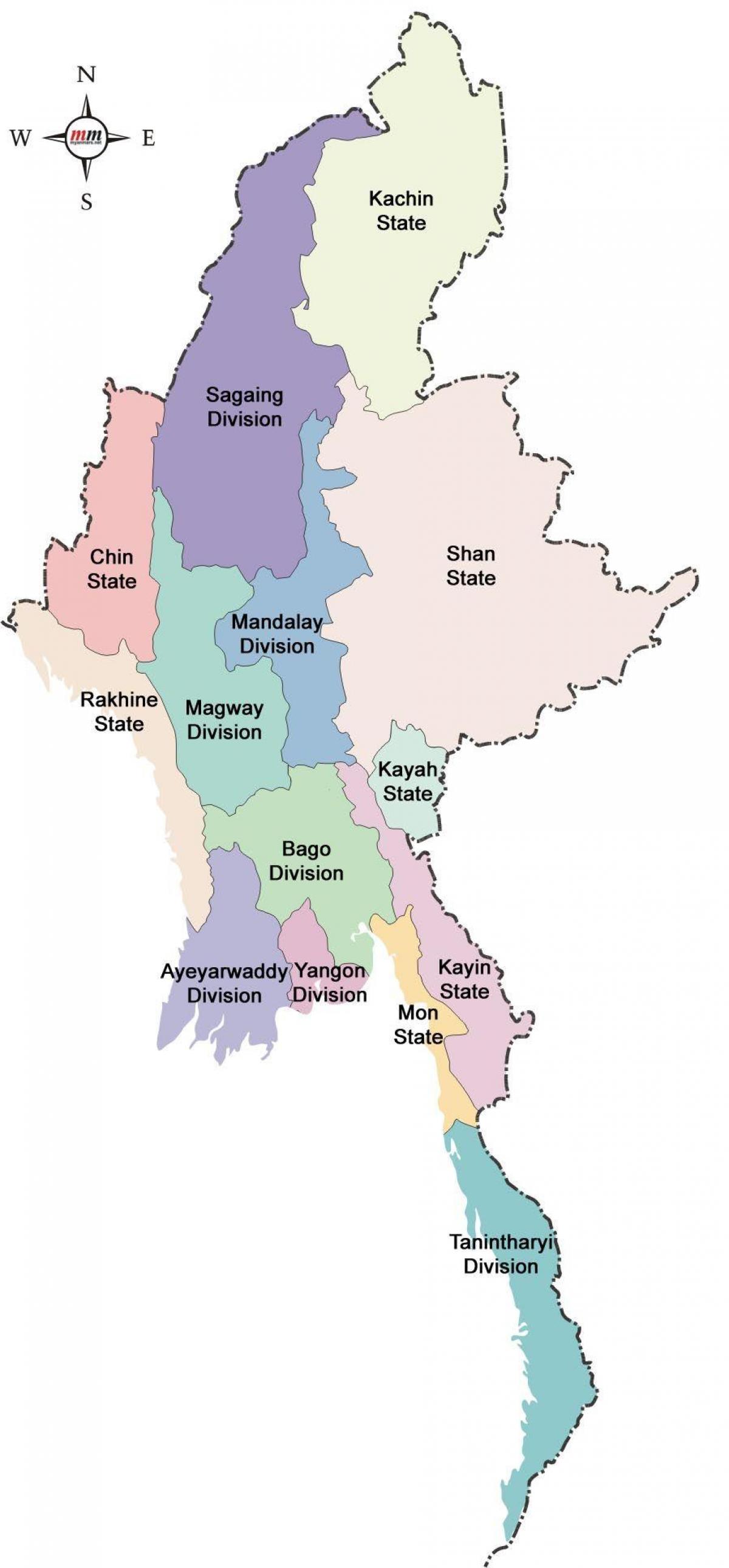 Burma stater karta