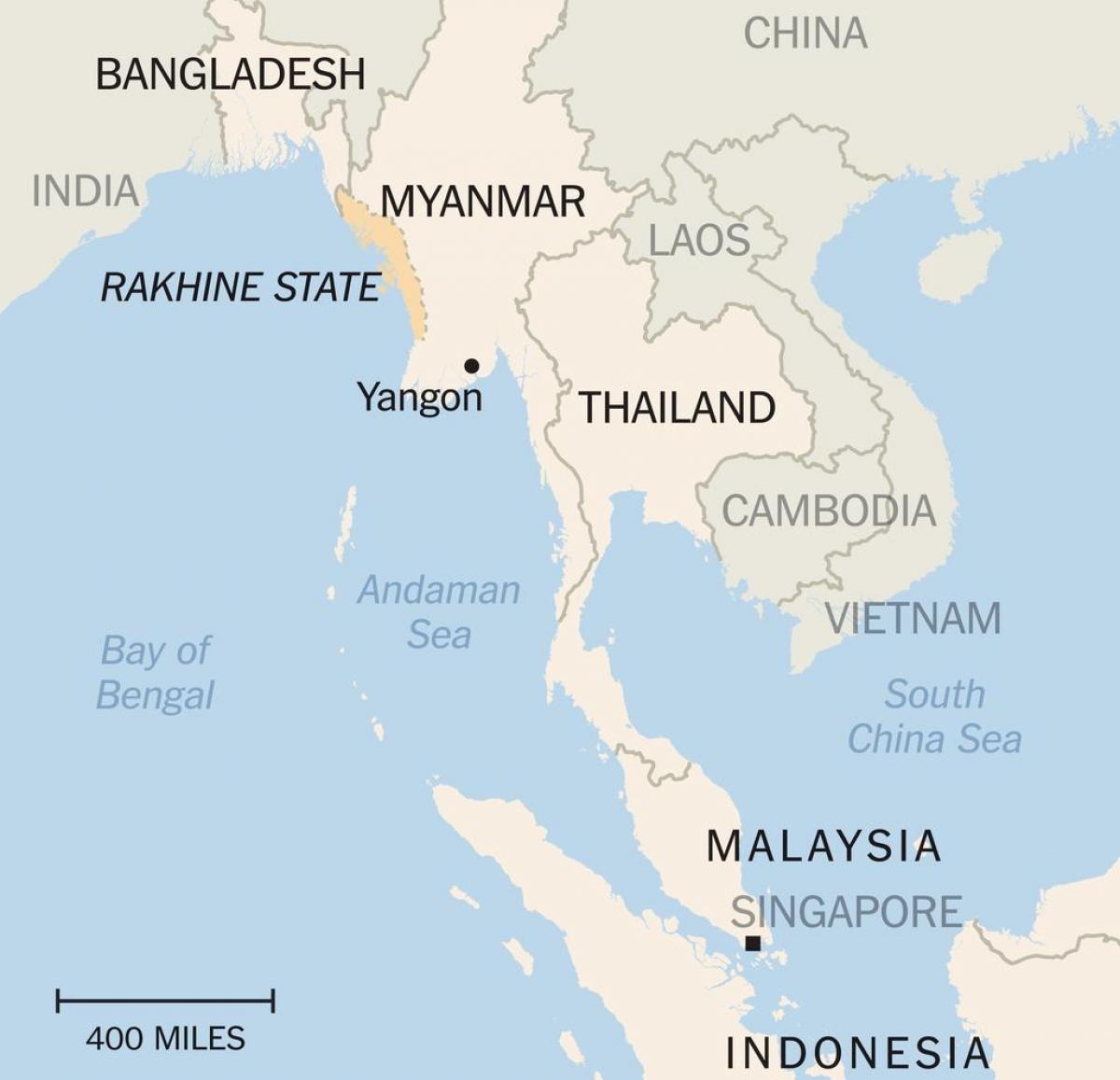 delstaten rakhine i Myanmar karta