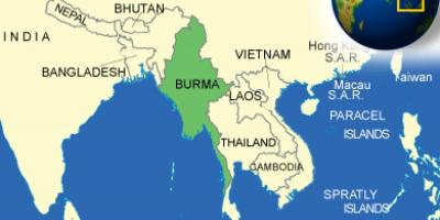 Burma, eller Myanmar karta