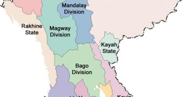 Myanmar karta och stater