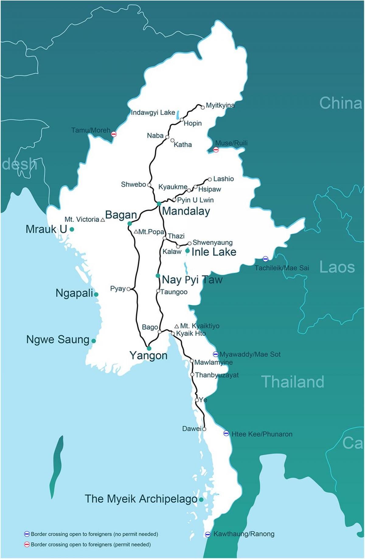 Myanmar tåg karta